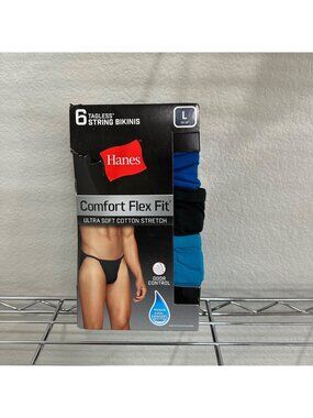 Hanes Tagless String Bikini 6 Pack Comfort Flex Fit Underwear Mens Large NEW